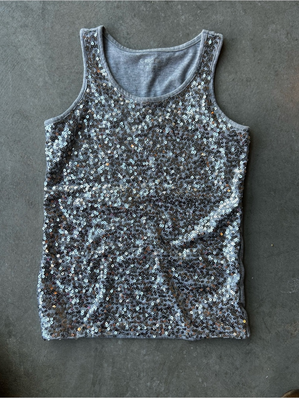Y2K Silver Sequin Tank Top